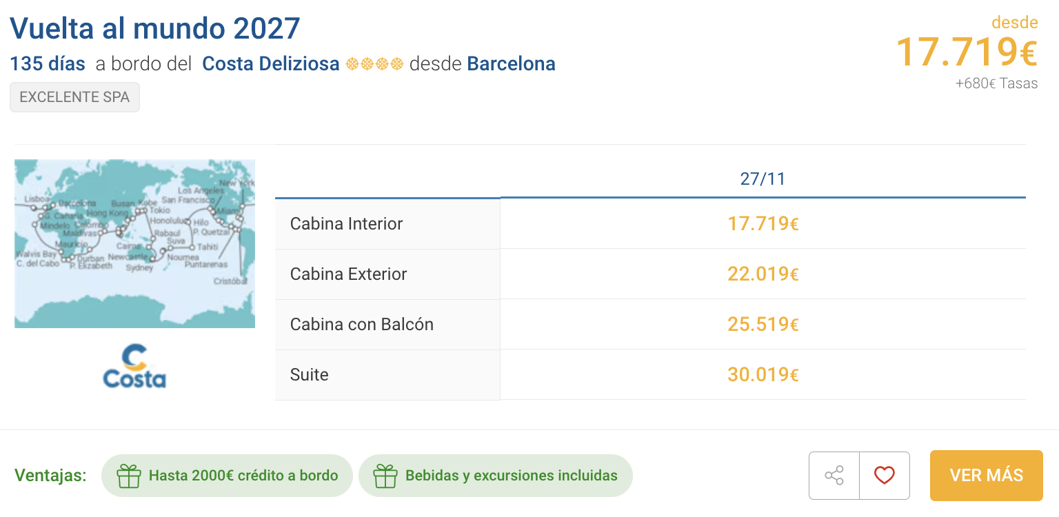 Oferta La vuelta al mundo en crucero 🌎