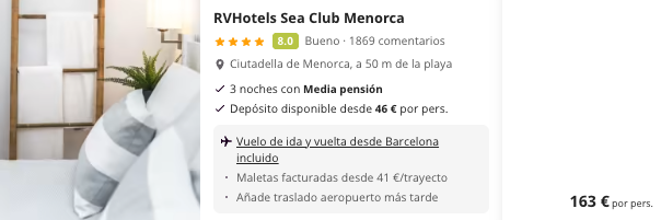 Oferta Menorca con Media Pensión 4⭐️
