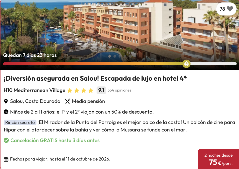 Oferta Costa Dorada 4* con Media Pensión ¡2 noches! 😎🌊 