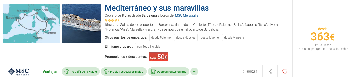 Oferta 🛳️ Crucero de 8 días por el Mediterráneo 🩵