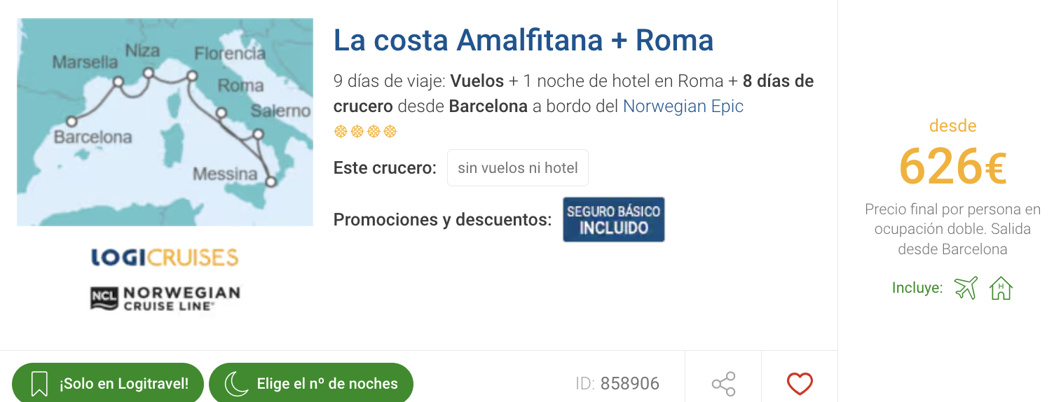Oferta 🇮🇹 Costa Amalfitana + Roma en crucero 🛳️
