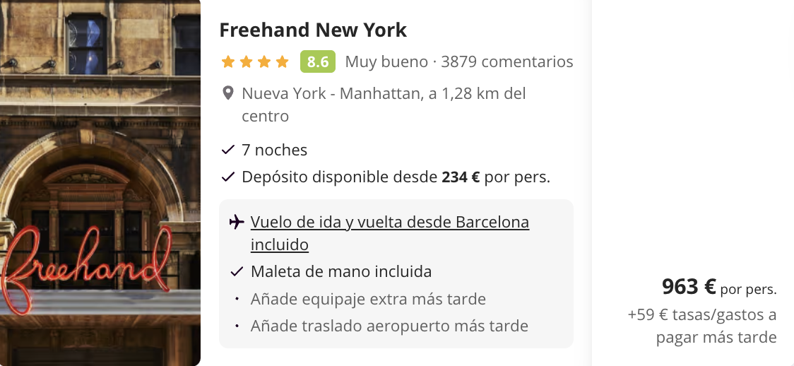 Oferta 🏙️ Viaje a NYC para grupos y familias