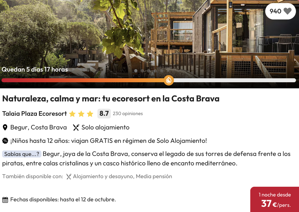 Oferta Ecoresort con vistas al mar en la Costa Brava 💙  