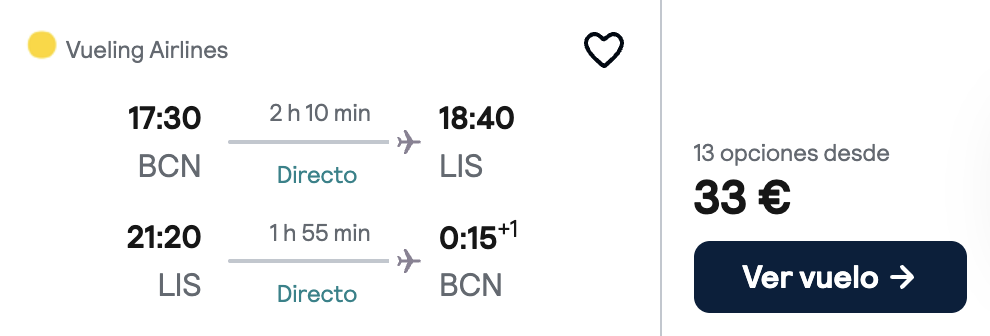 Oferta 🇵🇹 Vuelos baratos a Lisboa