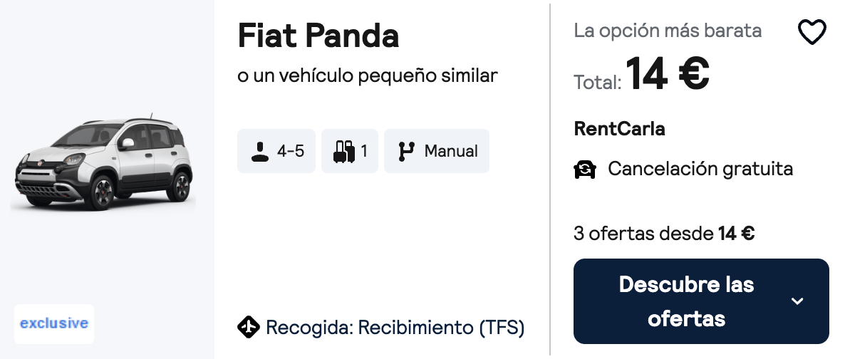 Oferta 🚘 Alquiler de coche barato en Islas Canarias 🌴