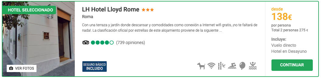 Oferta 🍕 Escapada a Roma con desayunos