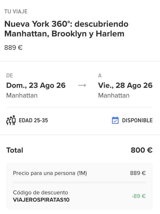 Oferta 🍎 ¡VERANO en NYC con WeRoad!