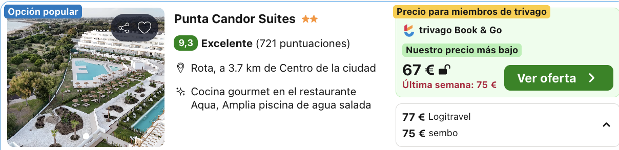 Oferta Aparthotel moderno a pie de playa en Rota ¡2 noches! 🌻