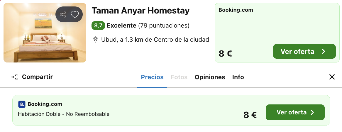 Oferta 🔥 Hotel en Bali desde 8€ noche, 4€ p.p. 😱 Desayuno incluido