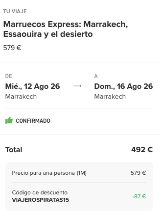 Oferta 🇲🇦 ¡Ruta de 5 días por MARRUECOS con WeRoad!
