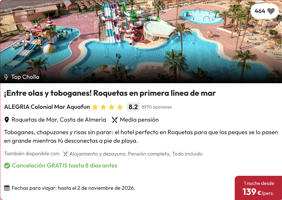 Oferta Verano 4* en Roquetas de Mar con media pensión y toboganes 🛝⛱️