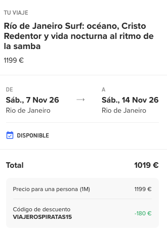 Oferta 🇧🇷 ¡8 días en Río Janeiro con WeRoad! Clases de surf, samba y más