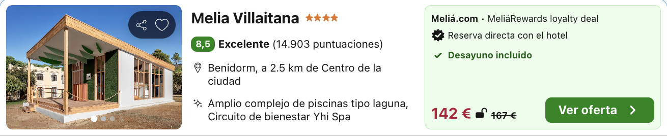 Oferta Meliá Villaitana 4*: inspirado en un pueblo mediterráneo ⚓️