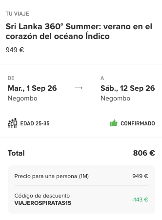 Oferta 🇱🇰 ¡12 días por SRI LANKA con WeRoad! 🤩