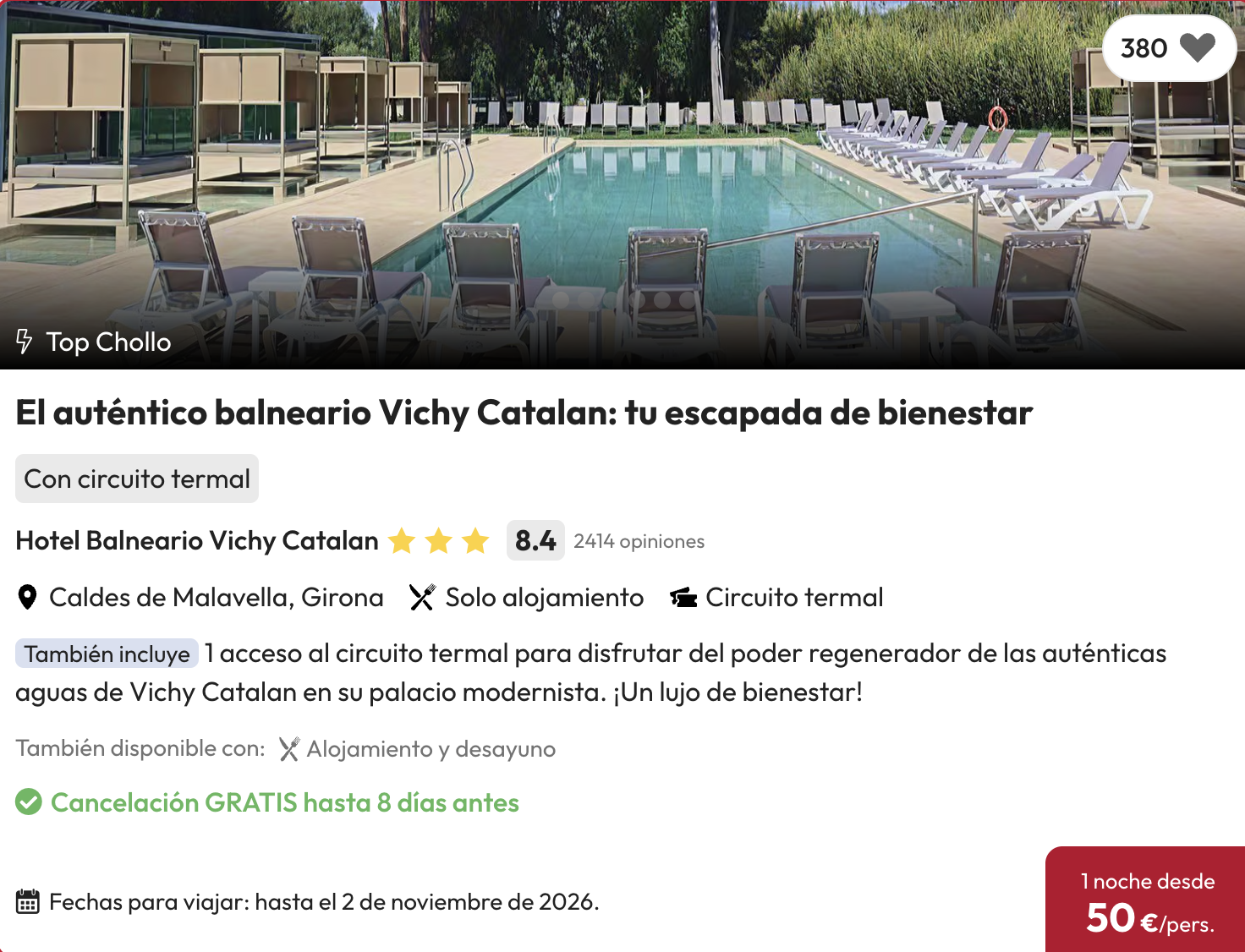 Oferta 💙 Escapada al Balneario Vicky Catalán