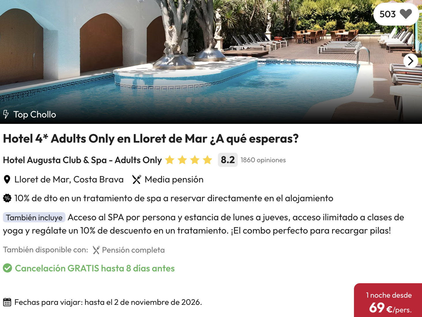 Oferta 🔥 ¡ÚLTIMA HORA! Media Pensión en la Costa Brava