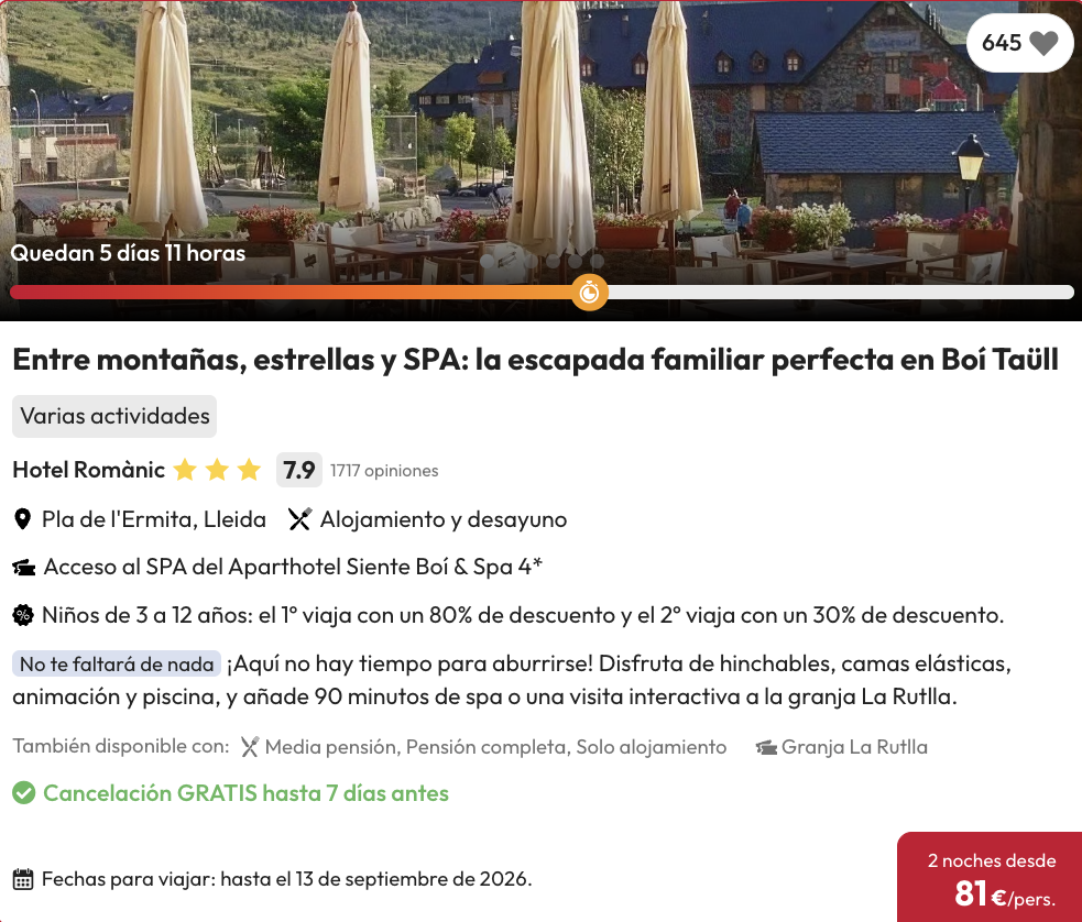 Oferta Escapada al Pirineo Catalán con desayunos y spa 🧖🏻‍♀️ 