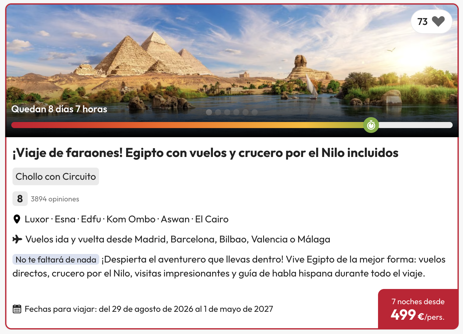 Oferta 🇪🇬 Viaje de 7 noches por Egipto