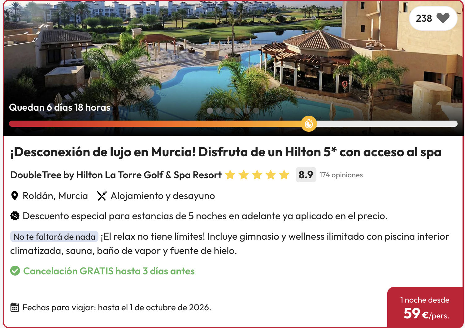 Oferta 💎 ¡Escapada de lujo a Murcia! 