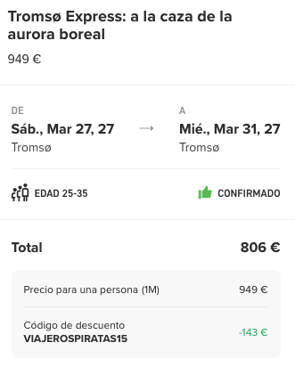 Oferta 🇳🇴 Ruta por Tromsø, la puerta del Ártico, con WeRoad