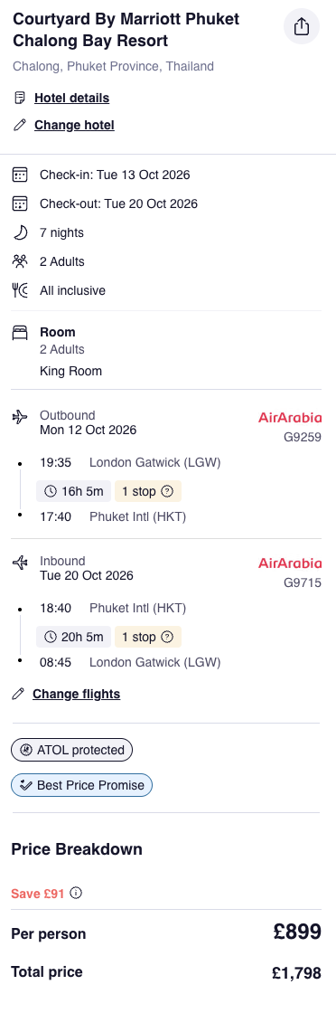 Phuket Marriott 5-Star All-Inclusive Holiday, Thailand